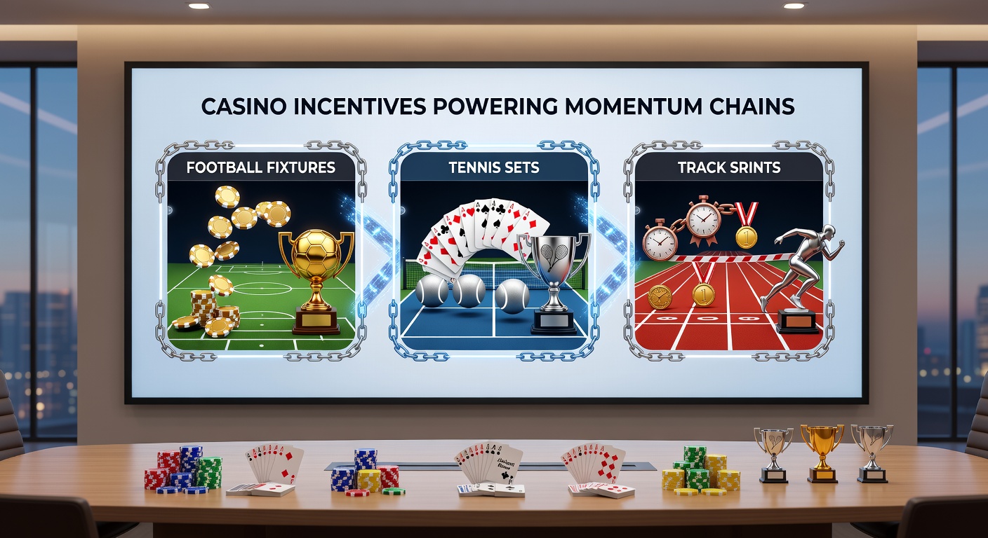 Live betting dashboard showing chained selections across football, tennis, and track sprint markets with active bonus indicators