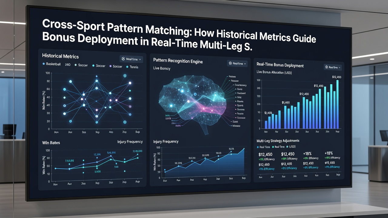 Dashboard interface displaying live pattern match scores and bonus allocation during multi-sport sequences