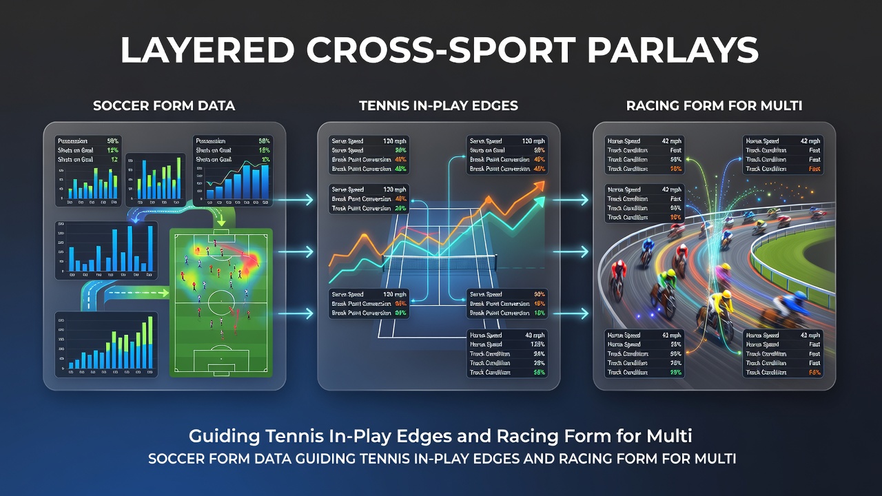 Example of multi-leg parlay ticket combining soccer-informed tennis bets with horse racing selections