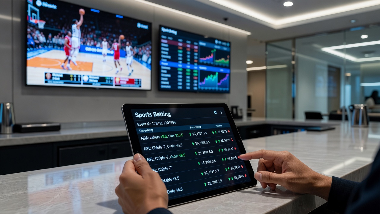 Live sports betting dashboard showing real-time odds and accumulator selections for football and tennis events